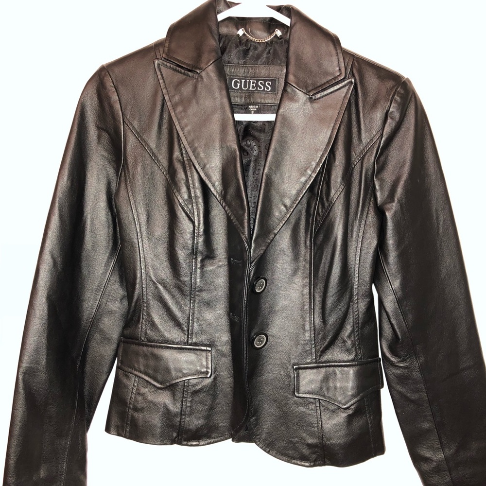 Guess black leather jacket